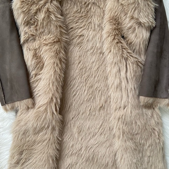 reversible vegan suede shearling long coat - Picture 13 of 13
